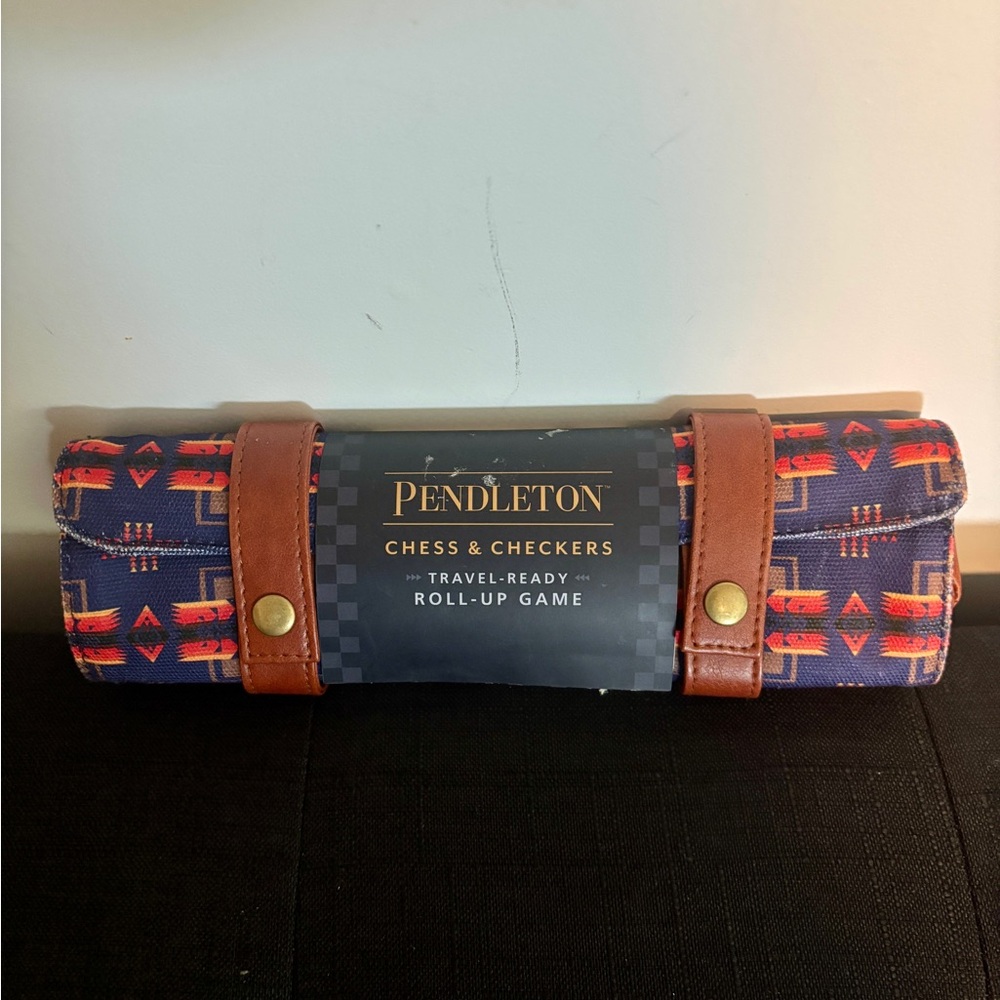 Pendleton Blue and Red Roll-Up Chess & Checkers Set